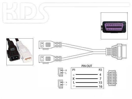 OBD Adapter-Kabel 2x2 auf OBD-2 (female) - Professional für VAG-Fahrzeuge