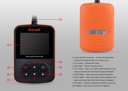 iCarsoft i907 for Renault / Dacia - OBD Diagnostic Tool