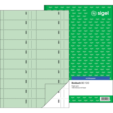 Sigel Bonbuch, 1000 Abrisse, grün, mit Blaupapier, A4 hoch, 2x50 Blatt