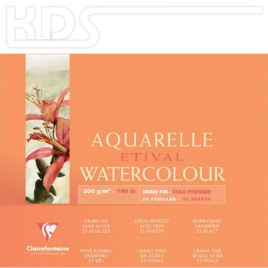 Aquarellpapier, Clairfontaine ETIVAL, 24x30cm, 25 Blatt, 300g/m²