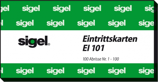 Sigel admission ticket block, 100 tear-offs, random colour, 105x50 mm