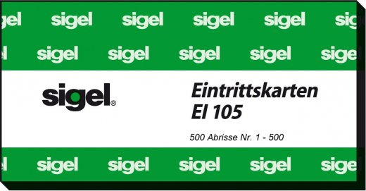 Sigel admission ticket blocks, 500 tear-offs, random colour, 105x50 mm