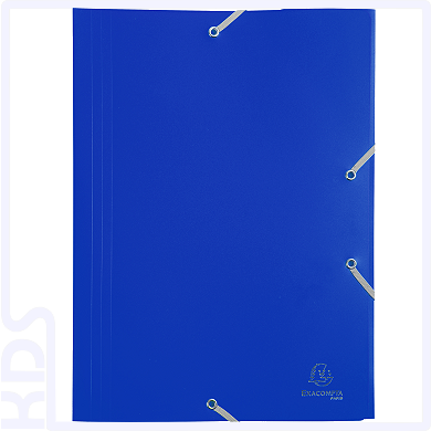 3 Flap Folder with Straps Opaque PP A4 - blue