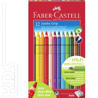 Faber-Castell colored pencil Jumbo Grip, pack of 12 + sharpener