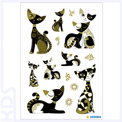 Herma Sticker 'Goldkatzen', 3D Folie beglimmert