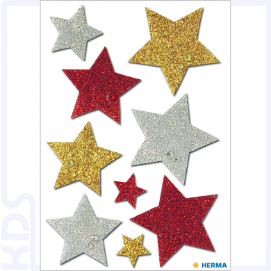 Herma Sticker bunte Sterne, glittery