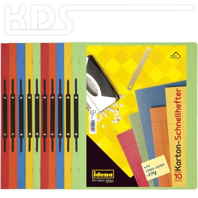 Idena flat file, cardboard, 250g, DIN A4, pack of 10, assorted