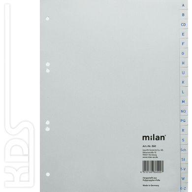 Register A4, A-Z, 20-teilig, Karton, Milan 860