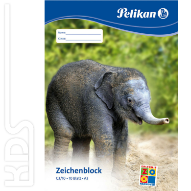 Zeichenblock A3, Pelikan, 10 Blatt, 100g/m²