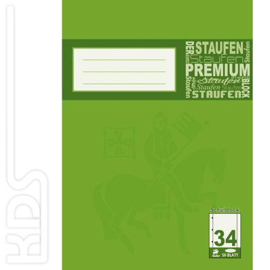 Schulblock A4 blanko (Linieatur 34), Staufen, 50 Blatt, 90g/m²