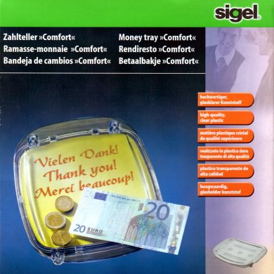Sigel ''Comfort'' cash tray, crystal clear, plastic, 18x21x2 cm