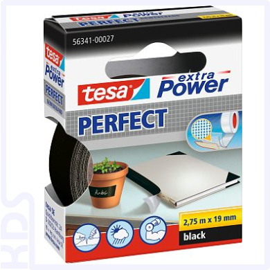 TESA Cloth extra Power Perfect, 19mm x 2,75m, black