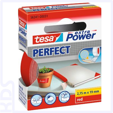 TESA Cloth extra Power Perfect, 19mm x 2,75m, red