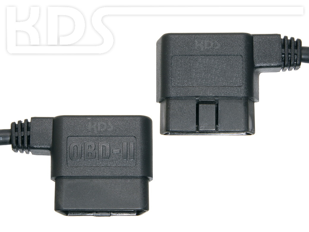 OBD-2 Extension Cable D-1 / 0.6m - HiQ - (J1962 M-F) // angled connector -  KDS OnlineShop