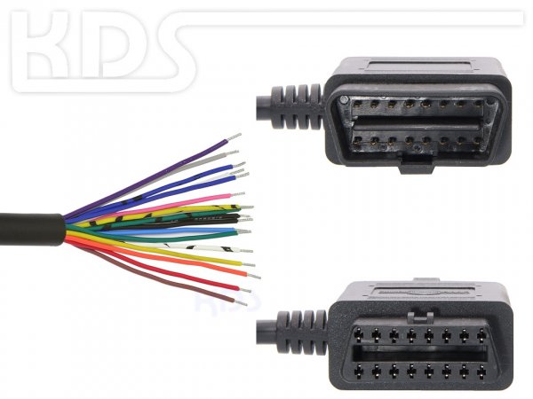 OBD-2 Cable 'cut off' C / 1.5m - HiQ (J1962M Type A M&F -> open end)