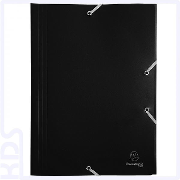3 Flap Folder with Straps Opaque PP A4 - black