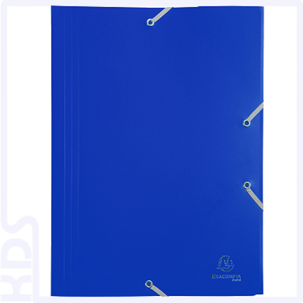 3 Flap Folder with Straps Opaque PP A4 - blue