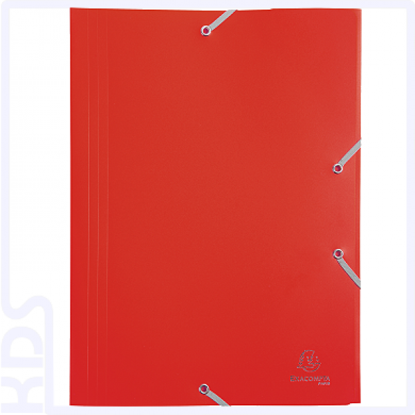 3 Flap Folder with Straps Opaque PP A4 - red