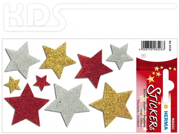 Herma Stickers multicoloured stars, glittery