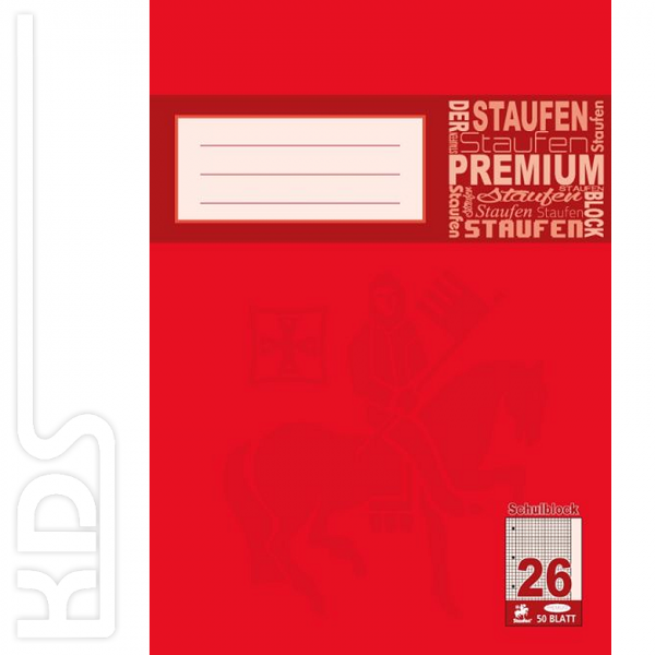School pad A4 squared (ruling 26), Staufen, 50 sheets, 90g / m²