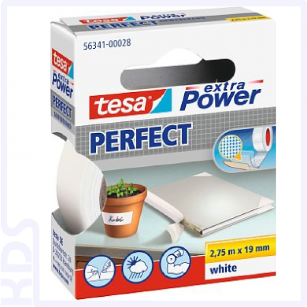 TESA Gewebeband extra Power Perfect, 19mm x 2,75m, weiß