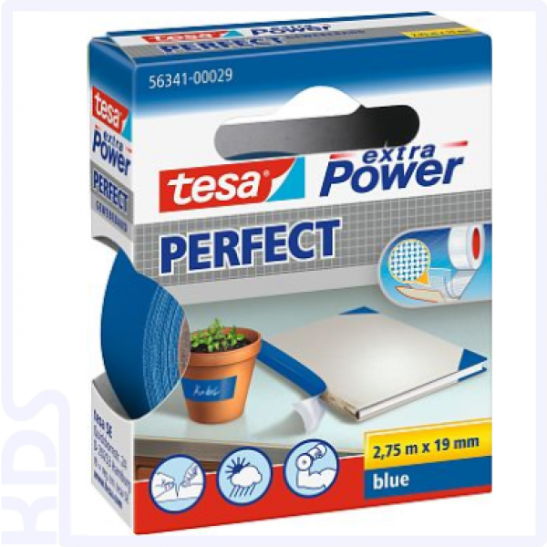 TESA Gewebeband extra Power Perfect, 19mm x 2,75m, blau