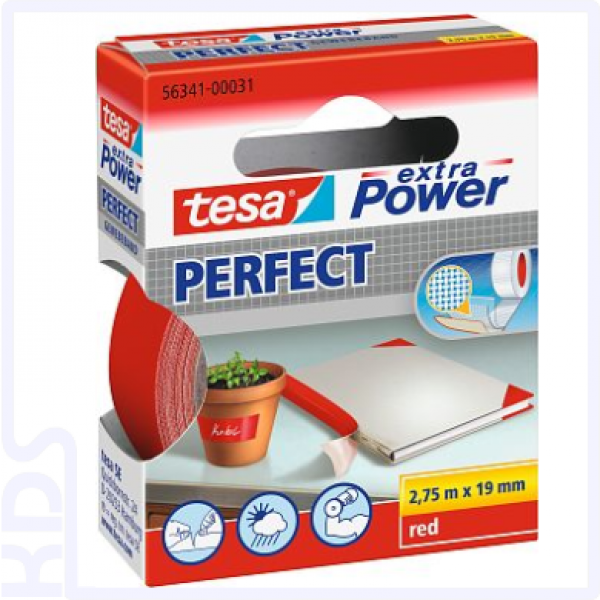 TESA Gewebeband extra Power Perfect, 19mm x 2,75m, rot