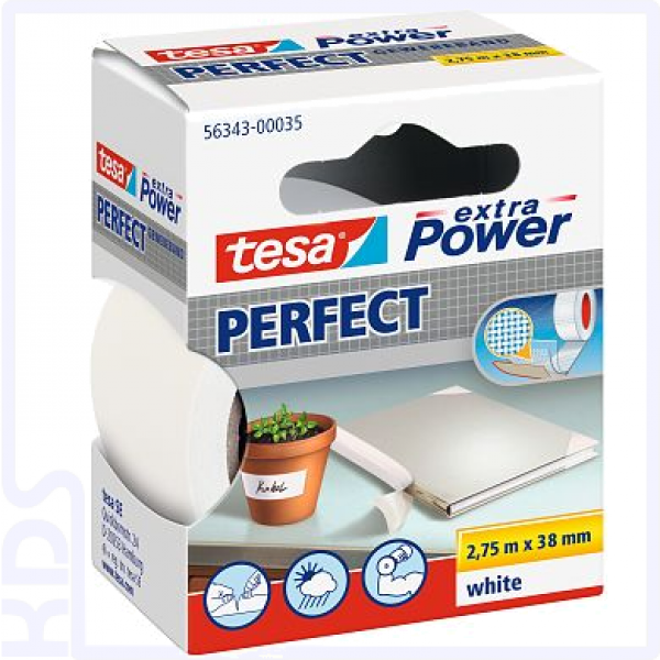 TESA Gewebeband extra Power Perfect, 38mm x 2,75m, weiß