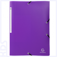3 Flap Folder with Straps Opaque PP A4 - purple