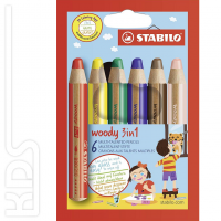 Stabilo Buntstifte Woody 3-in-1, 6er Packung