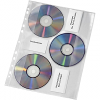 Veloflex CD-Hüllen zum Abheften für 3 CDs, A4, Verschlussklappe, 5 Stück